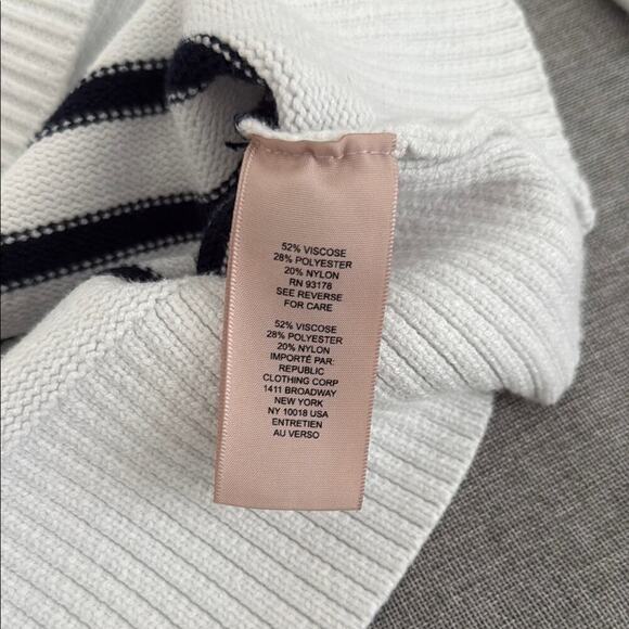 Philosophy White and Black Crew Neck Sweater with Classic Stripes - Picture 3 of 6